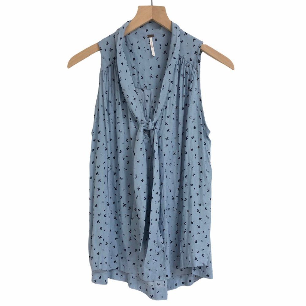 Free People Light Blue Patterned Tank - Size S